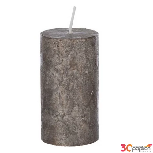 Gyertya 5x9cm henger rétegelt fénylő mokka