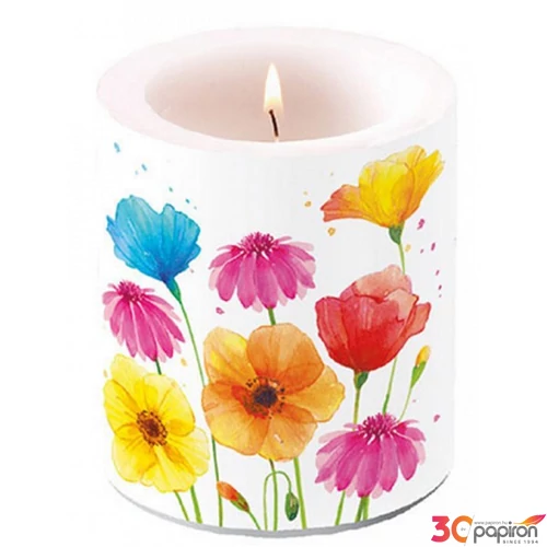 Gyertya átvilágítós Colourful Summer Flowers 10x10cm