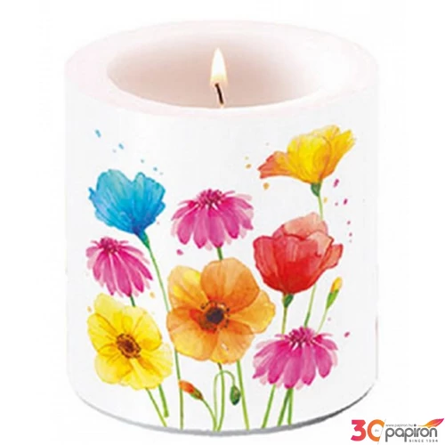 Gyertya átvilágítós Colourful Summer Flowers 8x7,5cm