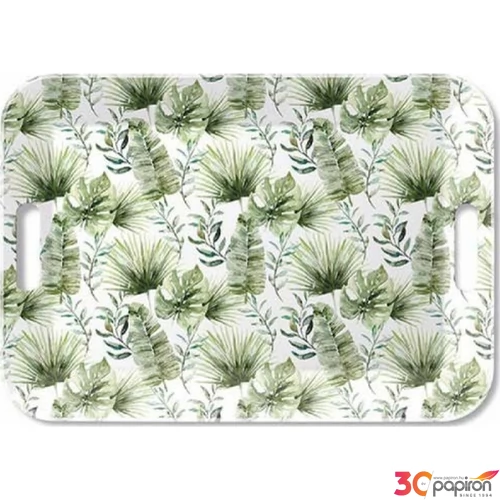 Tálca Ambiante nagy Jungle leaves white műanyag nagytálca 33x47cm