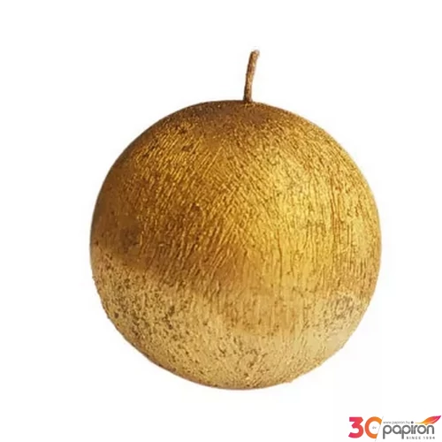 Gyertya gömb kapart paraffin metál arany 6x6x6cm darabos! kapart gyertya gömb