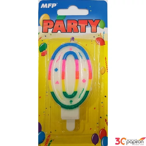 Party gyertya számos 0-ás vidám színes számgyertya Szülinapi tortadísz