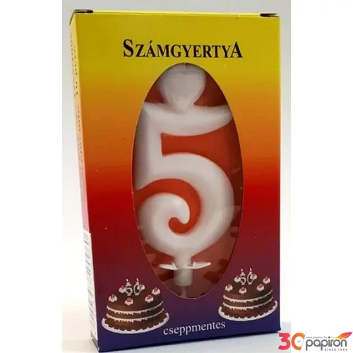 Party számgyertya Szülinapi 5 fehér szívecskés számgyertya Szülinapi - évfordulós tortadísz