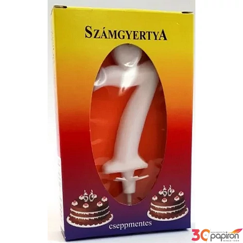 Party gyertya számos 7 fehér szívecskés számgyertya Szülinapi - évfordulós tortadísz