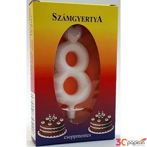 Party számgyertya Szülinapi 8 fehér szívecskés számgyertya Szülinapi - évfordulós tortadísz