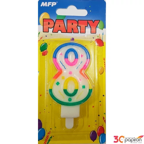 Party gyertya számos 8 vidám színes számgyertya Szülinapi tortadísz