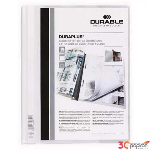 Gyorsfűző A4 Durable széles, panorámás, fehér DB257902