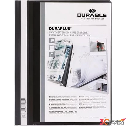 Gyorsfűző A4 Durable széles, panorámás, fekete DB257901
