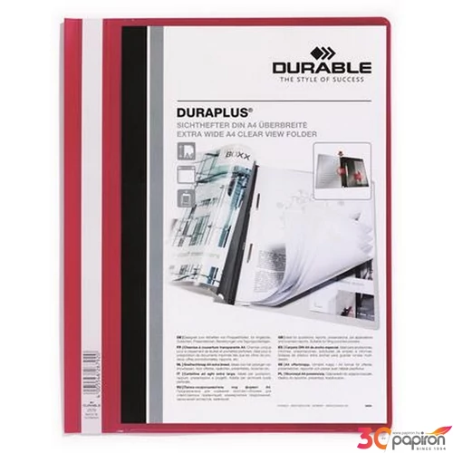 Gyorsfűző A4 Durable széles, panorámás, piros DB257903