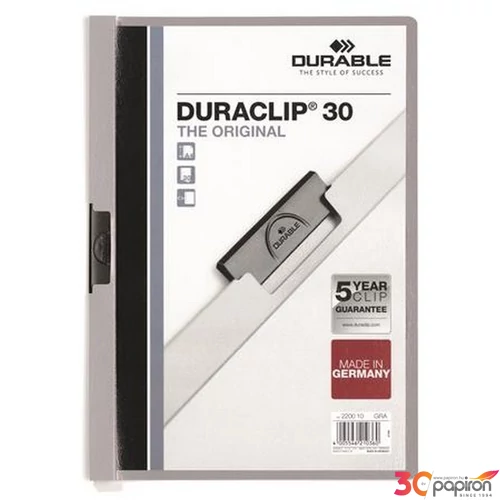 Gyorsfűző klipes A4 DURABLE DURACLIP 30 szürke