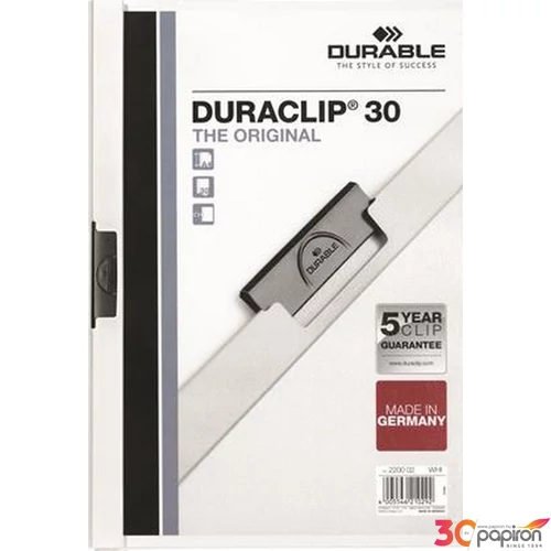 Gyorsfűző klipes A4 Durable fehér DB220002
