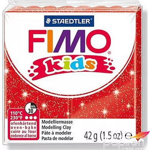Gyurma 42 g Fimo égethető Kids glitteres piros