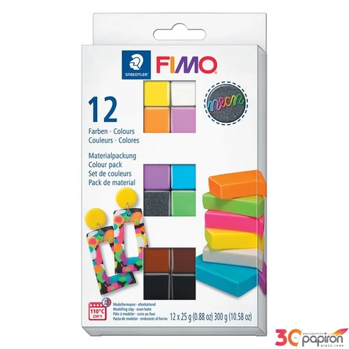 Gyurma készlet 12x25 g égethető FIMO "Effect Colours" 12 különböző neon szín