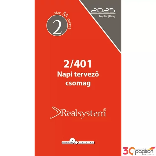 Gyűrűs kalendárium kieg. 2025 2/401 éves kiegészítő napi tervező M-es Realsystem 2025 kollekció!