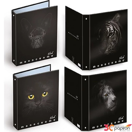 Gyűrűskönyv 4gy. Pigna Monocromo Black A/4 30 mm gerinc 