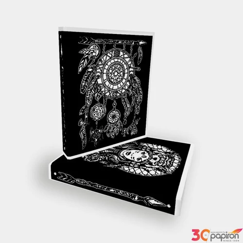 Gyűrűskönyv A4 Colorvelvet INDIAN flokkolt felületű, színezhető 12-es filctoll készlettel C28