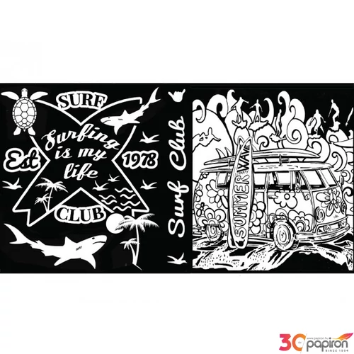 Gyűrűskönyv A4 Colorvelvet SURF flokkolt felületű, színezhető 12-es filctoll készlettel C34