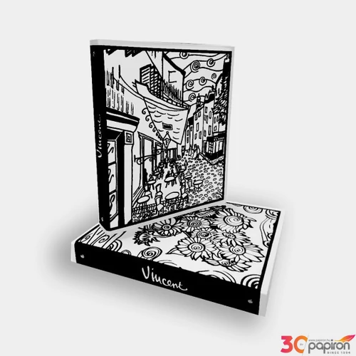 Gyűrűskönyv A4 Colorvelvet VAN GOGH flokkolt felületű, színezhető 12-es filctoll készlettel C16