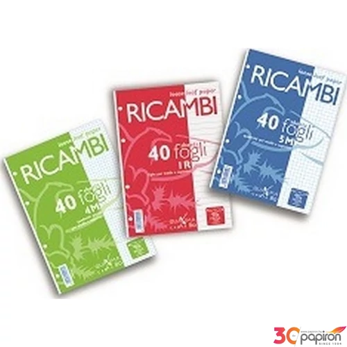 Gyűrűskönyv betét A/4 Pigna Ricambi 40 lapos fehér kockás 