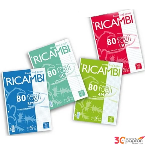 Gyűrűskönyv betét A/4 Pigna Ricambi 80 lapos fehér kockás 