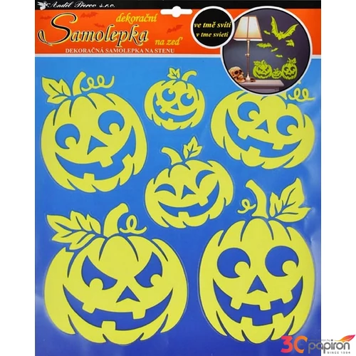 Halloween Ablakmatrica foszforeszkáló töklámpások 32x31cm Halloween mintás party dekoráció!