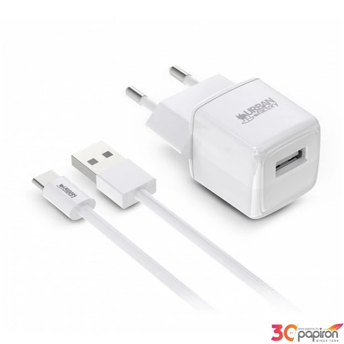 Hálózati töltő 1xUSB-A 12W USB-A–USB-C kábel URBAN FACTORY
