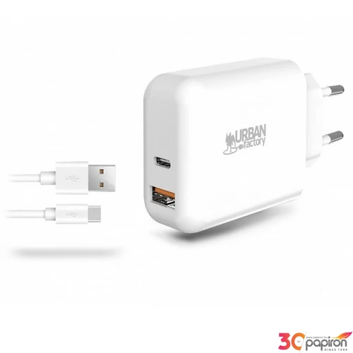 Hálózati töltő 1xUSB-A (18W) 1xUSB-C (45W) USB-A–USB-C kábel URBAN FACTORY