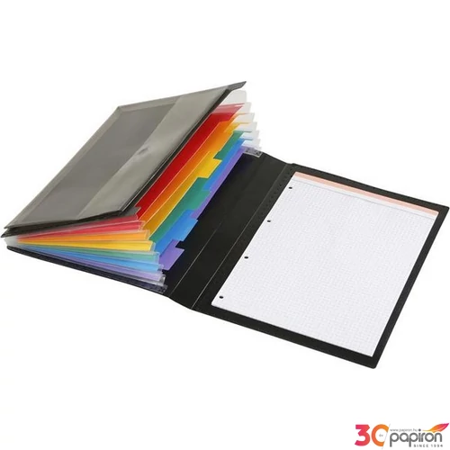 Harmonika mappa VIQUEL Manager Rainbow Class 6rekesz PP fekete VIQUEL 050967-03