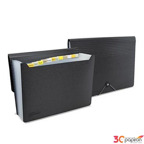 Harmonikamappa A4 PP 13 rekeszes RAPESCO Germ-Savvy  matt fekete