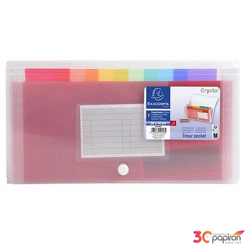 Harmónikamappa Exacompta 260x140 mm, PP, 7 rekeszes