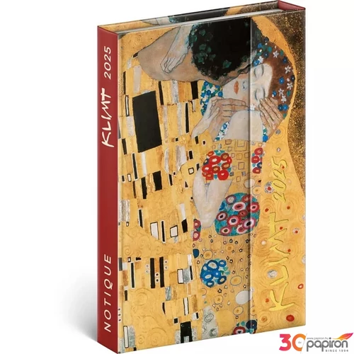 Határidőnapló B/6 2025 Gustav Klimt 11×16cm mágneszáras Realsystem 2025 kollekció!