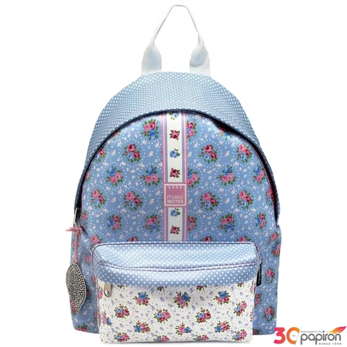Hátizsák nagy lányoknak pöttyös csíkos kék rózsás 47 x 35 x 15 Make Notes
