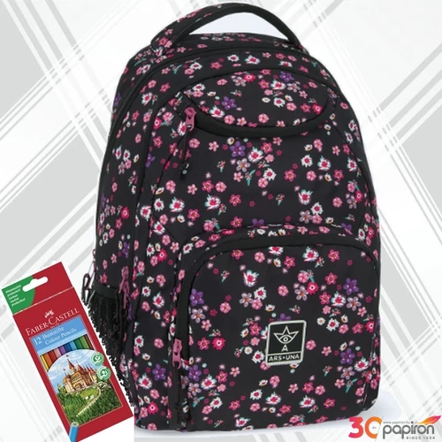 Ars Una hátizsák 24'' AU-6 26L Pearl Blossom black 3év garanci 55043779 Praktikus kamaszoknak zsebbel l