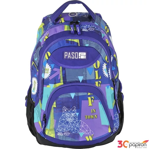 Hátizsák Paso kék zöld 34x46x20 0,6kg Paso az örök fiatalság kollekció