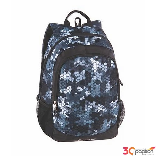Hátizsák Pulse notebook tartóval Cots Gray Hive fekete-szürke