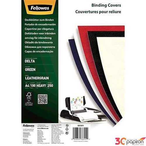 Hátlap A4 Fellowes 250 g, matt,Delta, zöld, 100 db