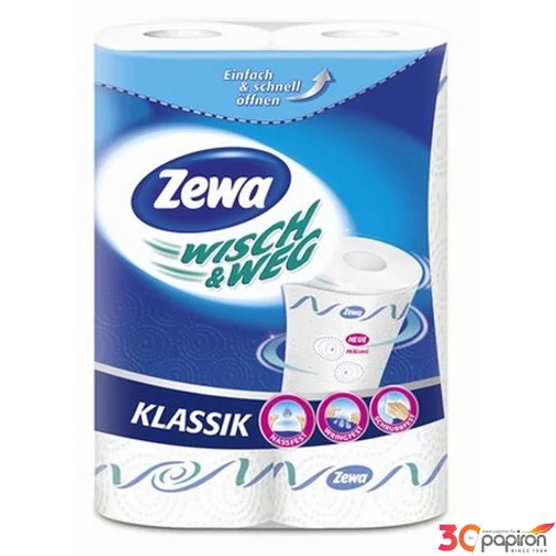 Háztartási papírtörlő ZEWA Kla újrahasznos 2rétegű 2tekercs/csomag Wisch