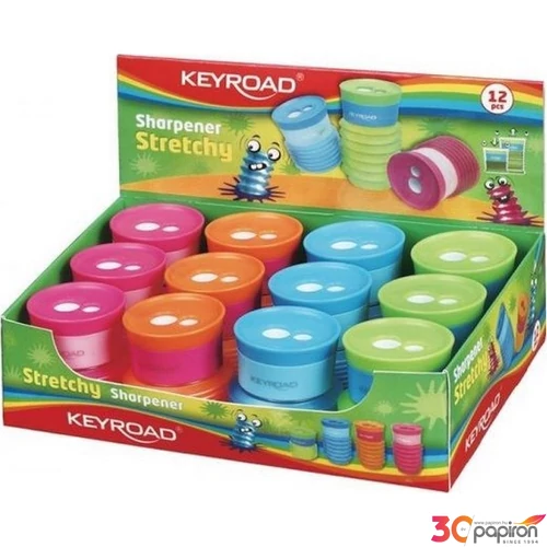 Hegyező 2lyukú Keyroad KR971287 Stretchy tartályos Iskolaszezonos termék