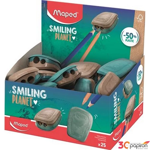 Hegyező kétlyukú Maped kétylukú tartályos, műanyag FSC Smiling Planet