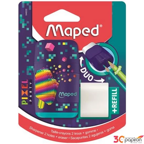 Hegyező Maped radír, kétlyukú, tartályos, pótradírral Pixel Party Connect