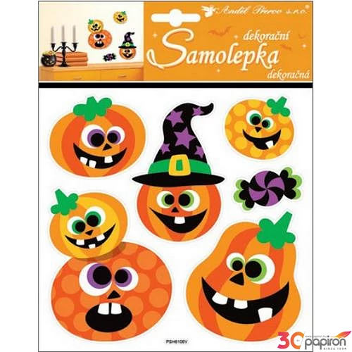 Halloween matrica dekor Samolepky, 18x18cm dombor-hologrammos Halloween mintás matrica dekoráció!