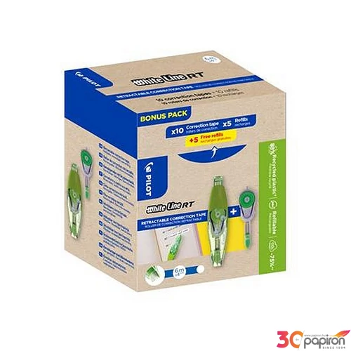 Hibajavító roller Pilot 4 mm x 6 m, utántölthető,Whiteline RT Bonus Pack, utántöltővel