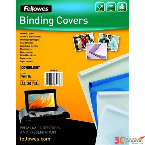 Hőkötőborító A4 Fellowes 1,5mm 170 g 1-10 lap matt Coverlight fehér