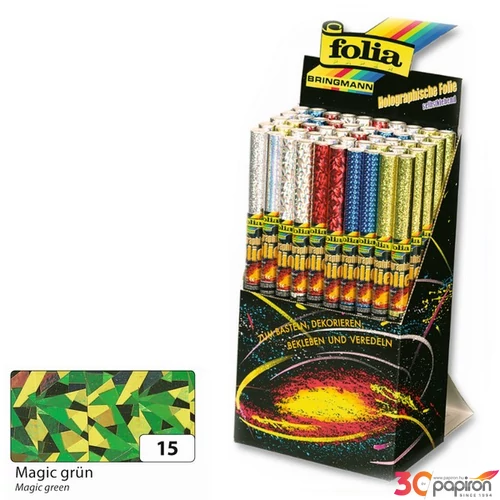 Hologrammos fólia Folia 40cmx1m öntapadós  zöld 1 tekercs