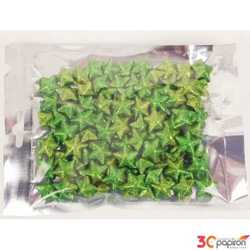 Hungarocell csillag kicsi csillámos sötétzöld, 2cm