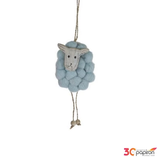 Tavaszi dekor akasztós bárány, gyapjús 16cm, kék/rózsaszín Tavaszi/Tavaszi dekor áció