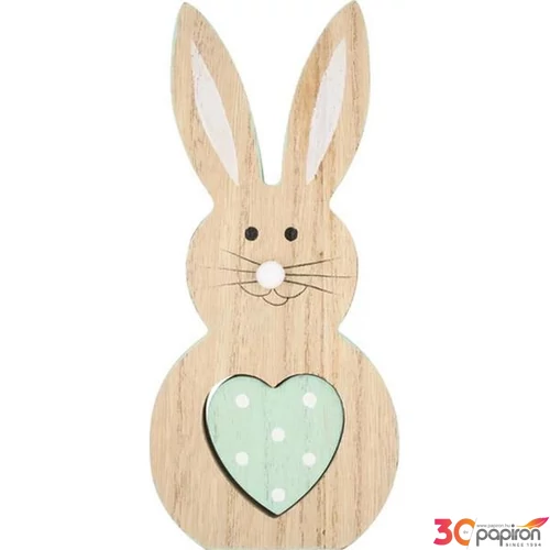 Húsvéti dekor fa nyuszi szívvel 16cm