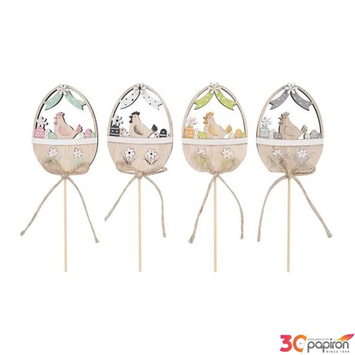 Húsvéti dekor fa kosár pálcán 9cm 
