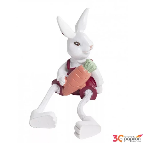 Húsvéti dekor kerámia nyúlfiú, répával lógólábú 2 féle, 7,8cm