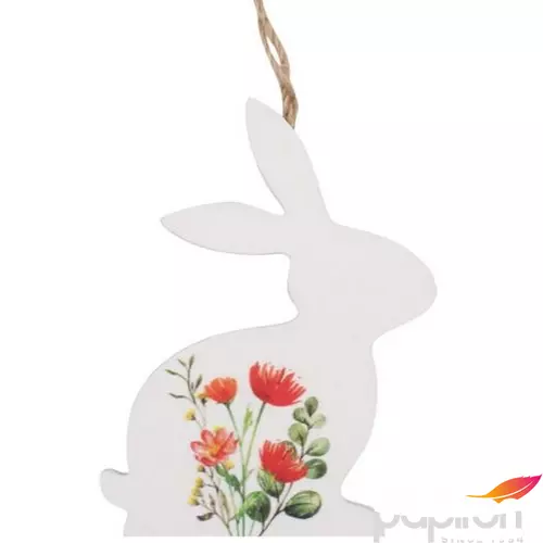 Húsvéti dekor akasztós Nyúl virág mintával 12cm